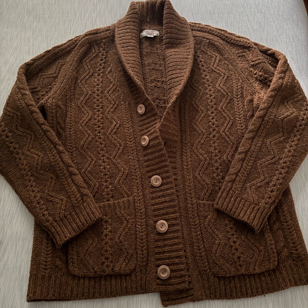 J. Crew Wallace and Barnes Men’s Brown Cable Knit Cardigan